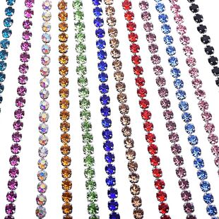 1Meter 2-4mm Crystal Rhinestone Close Chain Trim Sew-On Glue