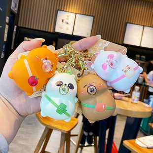 卡皮巴拉吐泡泡捏捏乐钥匙扣公仔挂饰书包挂件吹泡泡解压玩具公仔