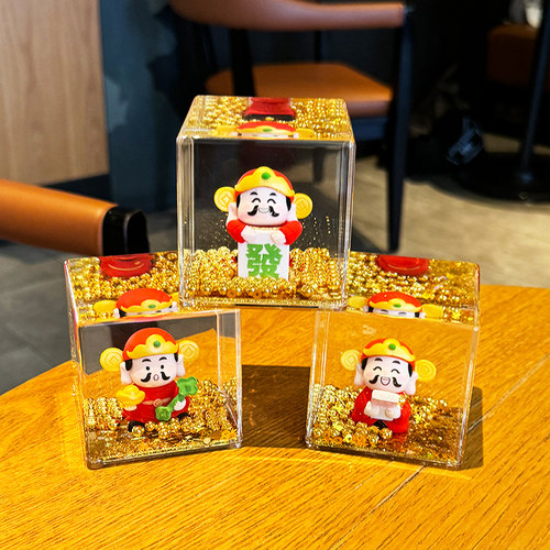 网红入油财神爷流沙瓶摆件