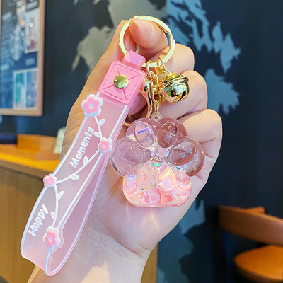 祥思恋卡通亚克力猫爪流沙瓶挂件