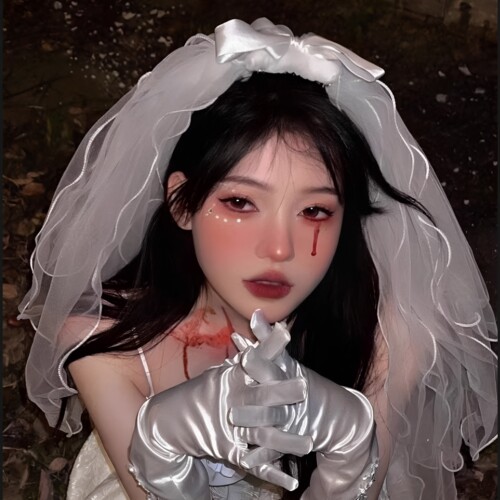 万圣节COS鬼新娘头纱白色女头饰