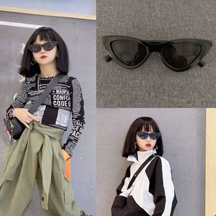 儿童眼镜夸张时尚T台走秀表演配饰女童男孩三角墨镜新款欧美潮童