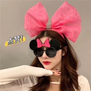 网红超大米妮蝴蝶结发箍夸张头饰少女可爱甜美生日搞怪眼镜头箍潮