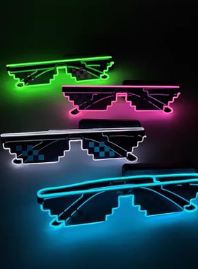 LED发光眼镜男女像素马赛克墨镜