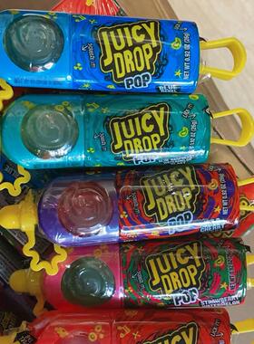 美国juicy drop果汁挤压糖酸酸酱棒棒糖儿童网红零食爆浆糖果便携