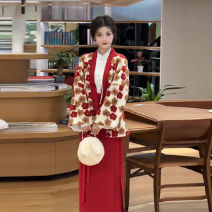 原创改良汉服女2025新款宋制旋裙旋裙国风外套新中式女装秋冬套装