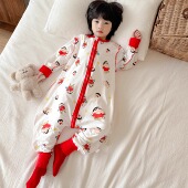 婴儿睡袋春秋纯棉儿童分腿睡袋春夏宝宝防踢被子秋冬连体睡衣四季