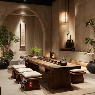 源兴堂宋式实木茶桌椅组合家用茶室榫卯结构轻奢高级感泡茶台