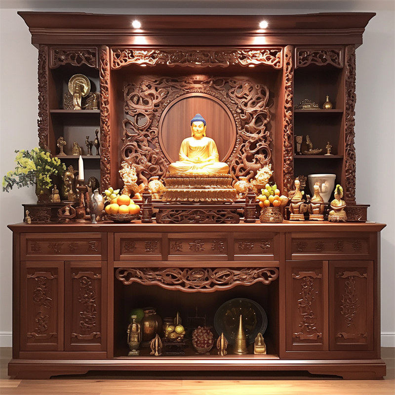 佛龛柜红木 可订做寺庙佛堂实木佛龛立柜 藏式家用供台佛像柜神台