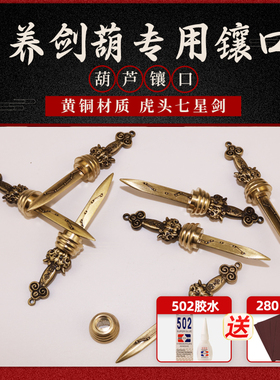 聊葫养剑葫芦配件镶口套装虎头七星剑朱砂山鬼钱小黄铜迷你剑文玩
