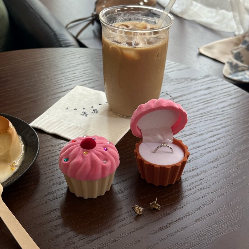 “少女心蛋糕首饰盒”耳钉耳环戒指项链饰品收纳求婚表白首饰盒