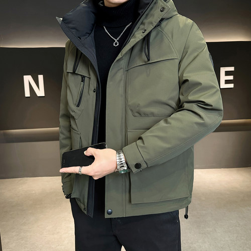 羽绒服冬季男2025新款90白鸭绒加厚保暖户外冲锋衣工装短款外套