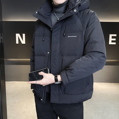 连帽羽绒服男高充绒量冬季加厚2025新款潮流简约休闲短款冬天外套