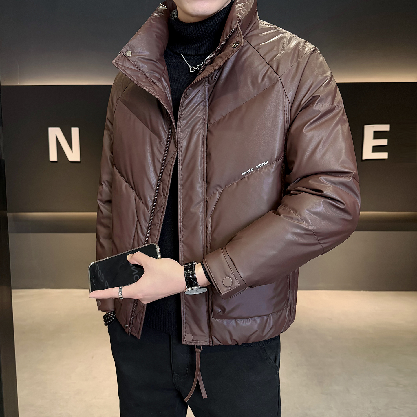 立领羽绒服男冬季加厚2025新款高级感大码轻薄款短款鸭绒保暖外套