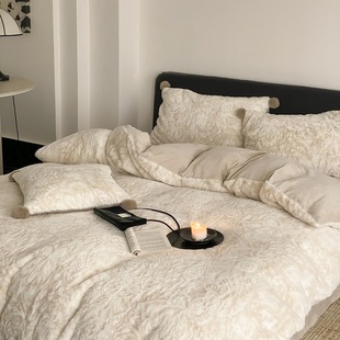 轻奢冬季 加厚保暖兔毛绒牛奶绒四件套珊瑚法兰绒被套床单床上用品