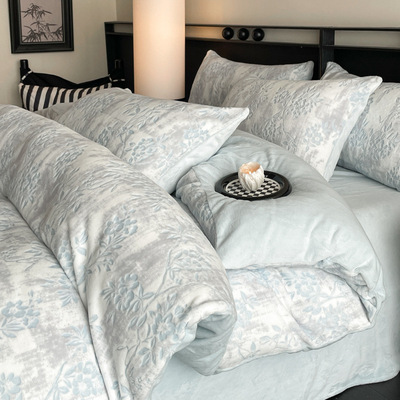 冬季雕花牛奶绒被套单件2025新款加厚珊瑚绒单人被罩150x200x230