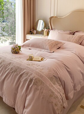 轻奢风180支加厚纯棉磨毛四件套全棉秋冬季保暖床单被套家纺床品4