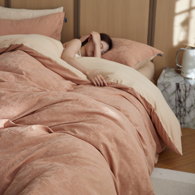 高端提花全棉磨毛四件套a类纯棉美式感裸睡被套床单秋冬保暖床品