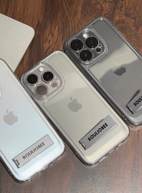 ins适用苹果15promax手机壳带支架新款iphone14隐形13pro高级感12小众11超薄8plus透明7一体x夏xs保护16套max