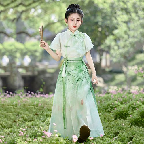 马面裙女童2026新款夏季儿童汉服新中式古装中国风大童女孩套装夏