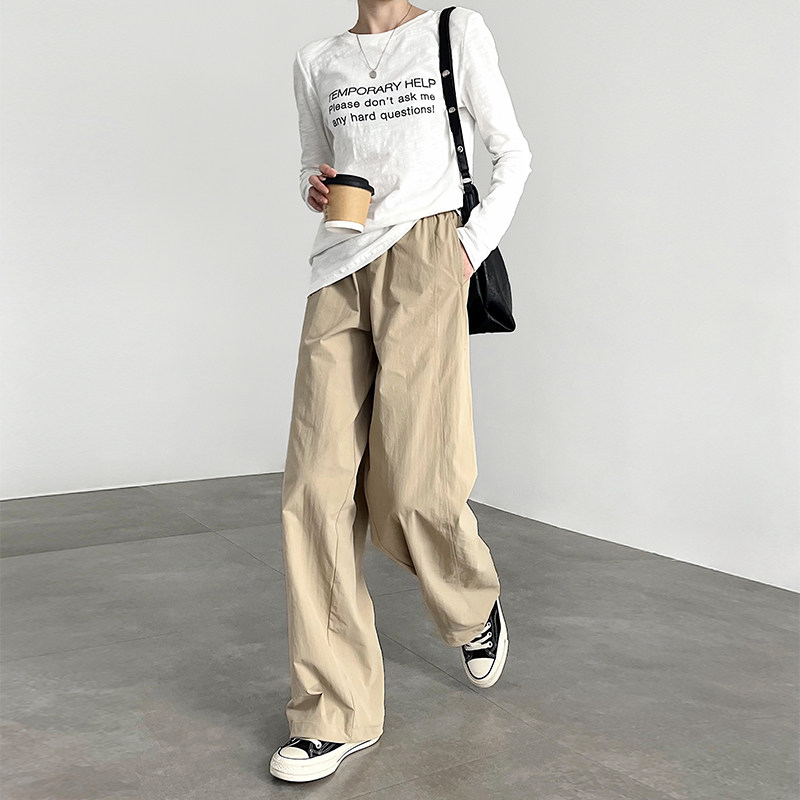 卡其色裤子女2025新款秋季酷飒风速干伞兵宽松休闲直筒阔腿工装裤,女装/女士精品,休闲裤,淘宝优惠券,粉丝福利购,淘宝优惠卷