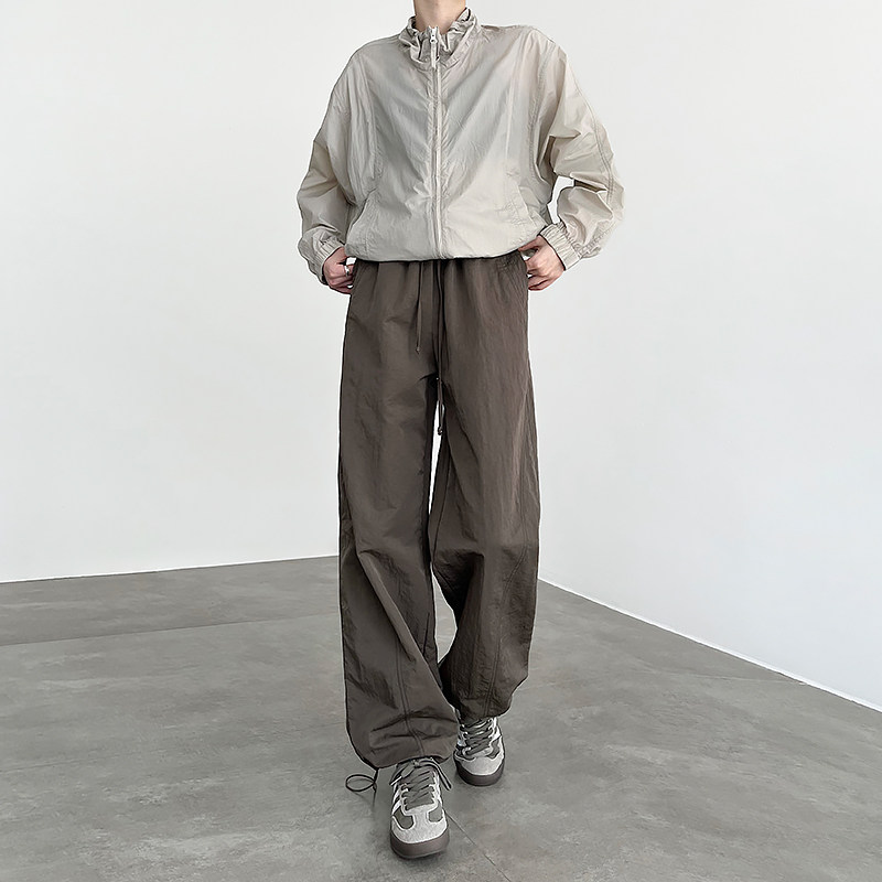 运动工装裤女2025新款日系酷飒风宽松抽绳束脚直筒阔腿美式伞兵裤