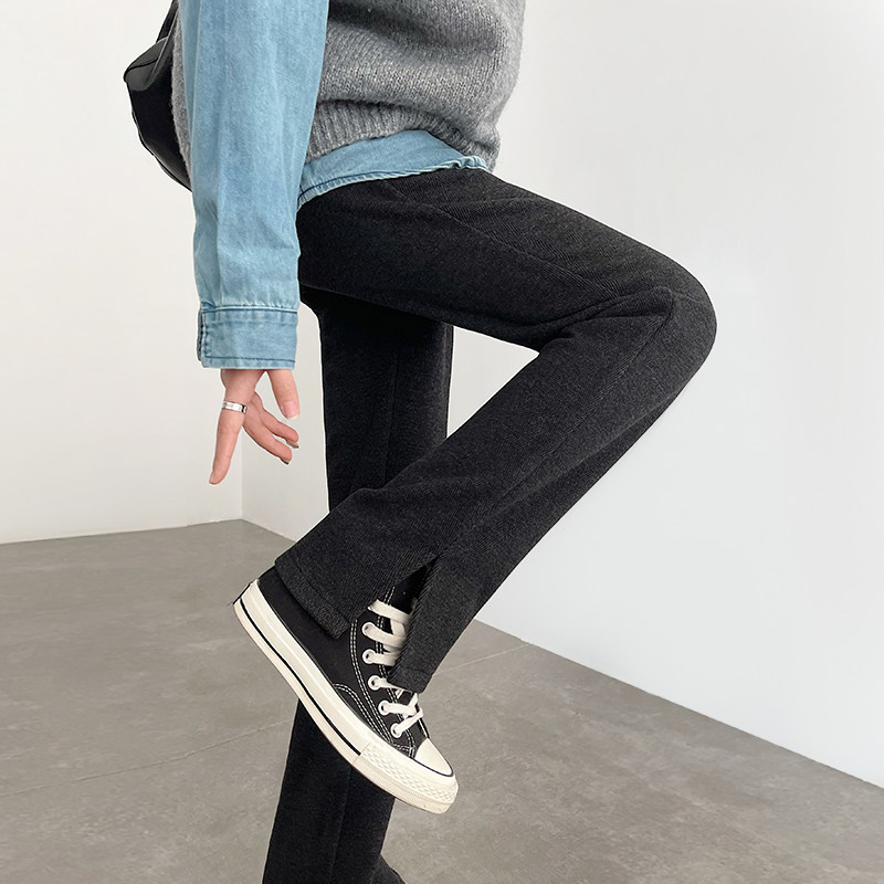 加绒窄版阔腿裤女秋冬2024新款高腰显瘦小个子直筒人字纹毛呢裤子,女装/女士精品,休闲裤,淘宝优惠券,粉丝福利购,淘宝优惠卷