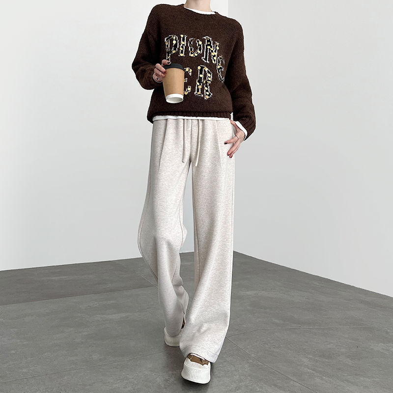 2024冬季新款白色加绒醋酸羊毛裤