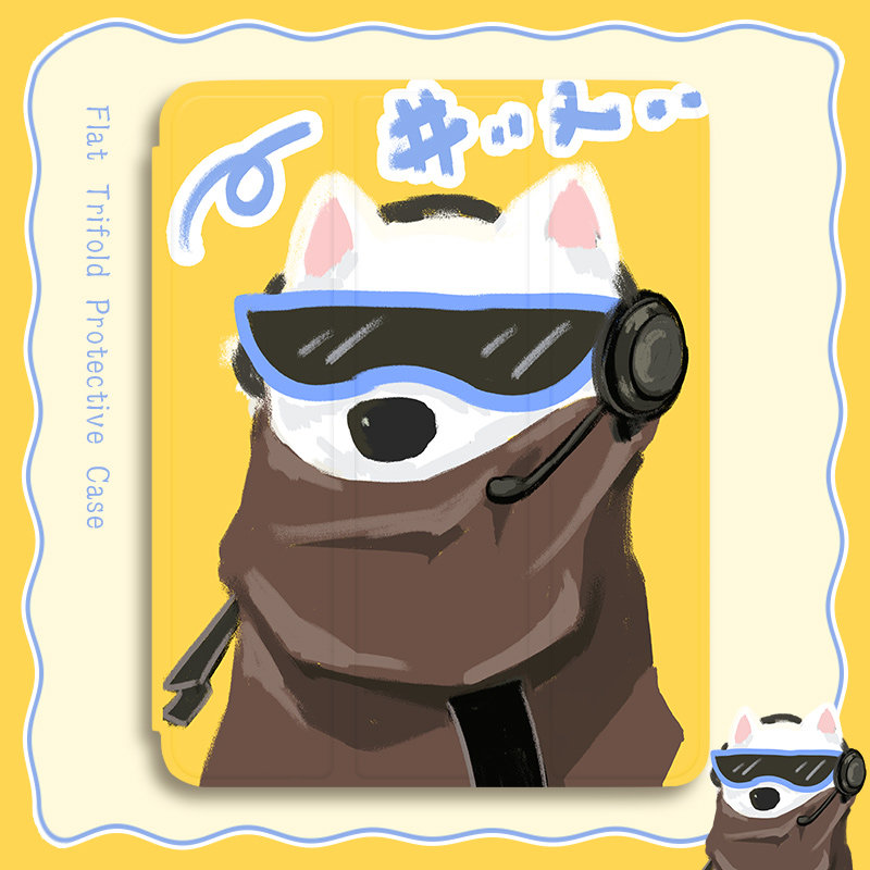 适用于ipad保护套第8代个性潮酷狗pro11带笔槽air5防摔全包pro11双面