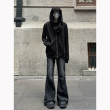 Черные цветные длинные джинсы, штаны, в американском стиле, свободный прямой крой