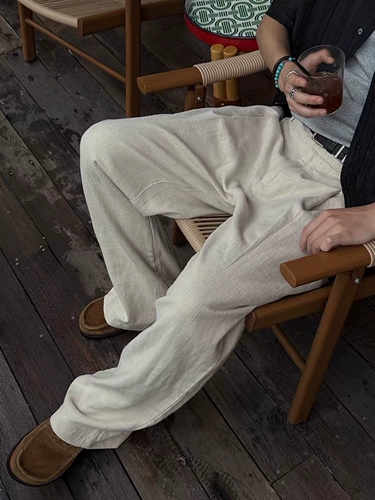 Летние тонкие штаны, А-силуэт, из хлопка и льна, свободный прямой крой