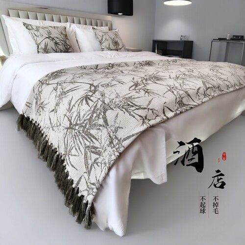 新款中古风棕色床尾毯民宿床尾巾轻奢酒店床旗沙发毯复古搭毯搭巾