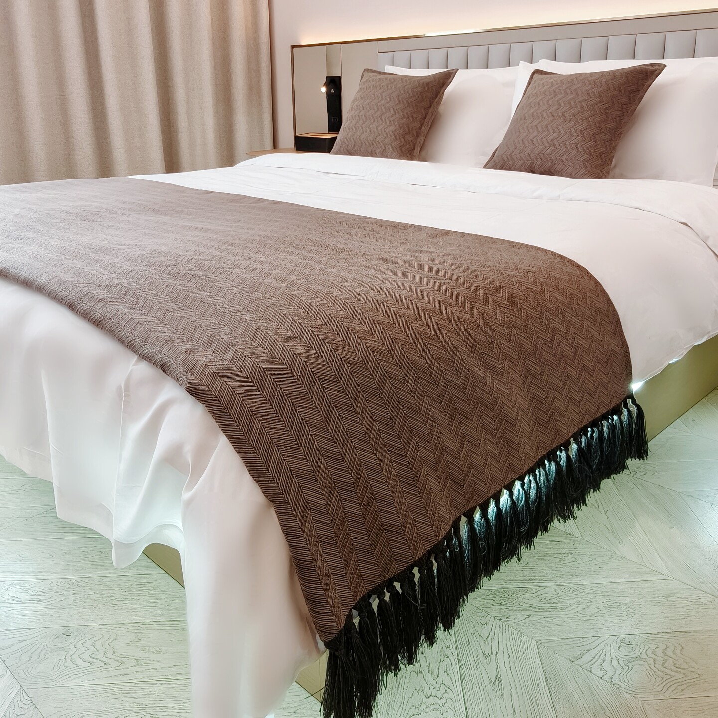 好品质不起球酒店中古风床尾巾