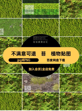 苔藓植物贴图灰禅意psSU多种类素材地被绿植墙面纹理jpg或PNG小