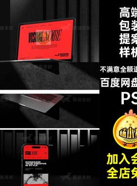 电脑包装提案样机海报高端PSVI手机信纸模板手提袋效果17款品牌