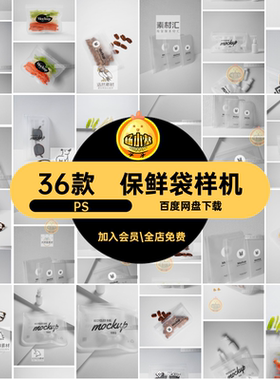 透明密封袋包装样机36款智能素材5ps洗漱食品PS保鲜袋磨砂自封