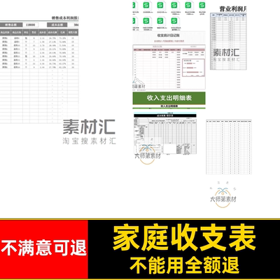利润收支表公司系统电子版模板明细核算企业家庭财务分析表报本