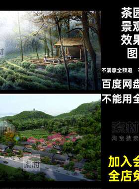 美丽乡村效果图景观PS乡村茶园效果图茶山素材茶树X13分层p
