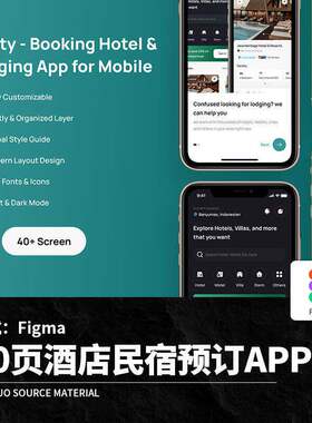 绿色调程序界面双色酒店模板民宿页素材UIAPP40选择预订F