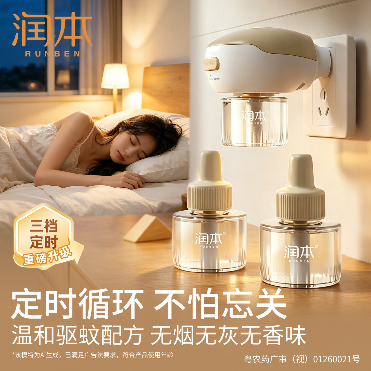 润本电热蚊香液定时款图片