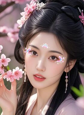 儿童眉心贴汉服花钿额贴古风女童额头印花纹身 宝宝额头花朵贴纸