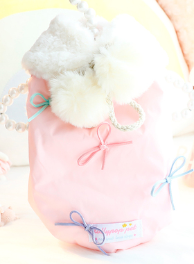 狗狗衣服秋冬装厚款猫咪公主牵引棉衣麂皮蝴蝶小型犬泰迪宠物6884