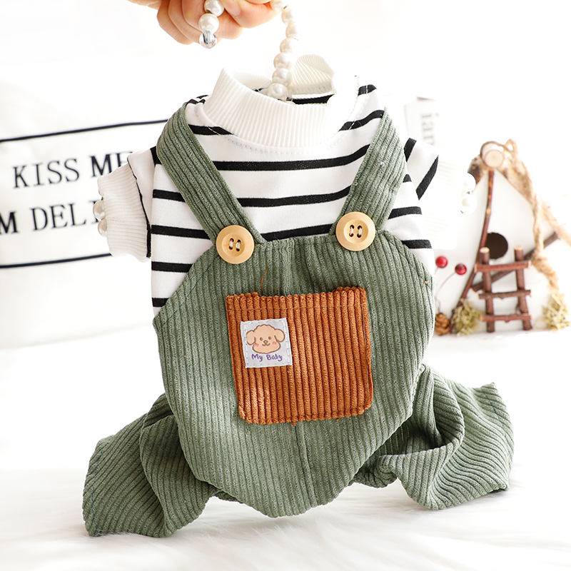 Accope狗狗四脚口袋背带裤套装