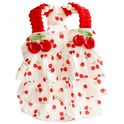 Accope猫咪狗狗甜美樱桃公主裙子