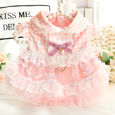 狗狗衣服春夏装薄款猫咪公主纱裙可牵引洛丽塔小型犬泰迪宠物6654