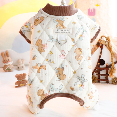 狗狗衣服秋冬厚款婴儿棉纱空气棉四腿牵引棉衣小型犬泰迪宠物7227