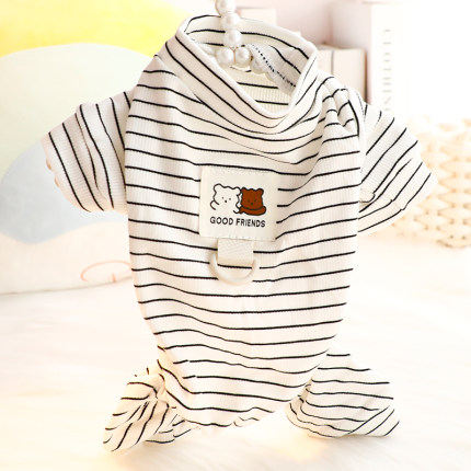 狗狗衣服春夏装薄款韩系条纹四腿居家服可牵引小型犬泰迪宠物6776