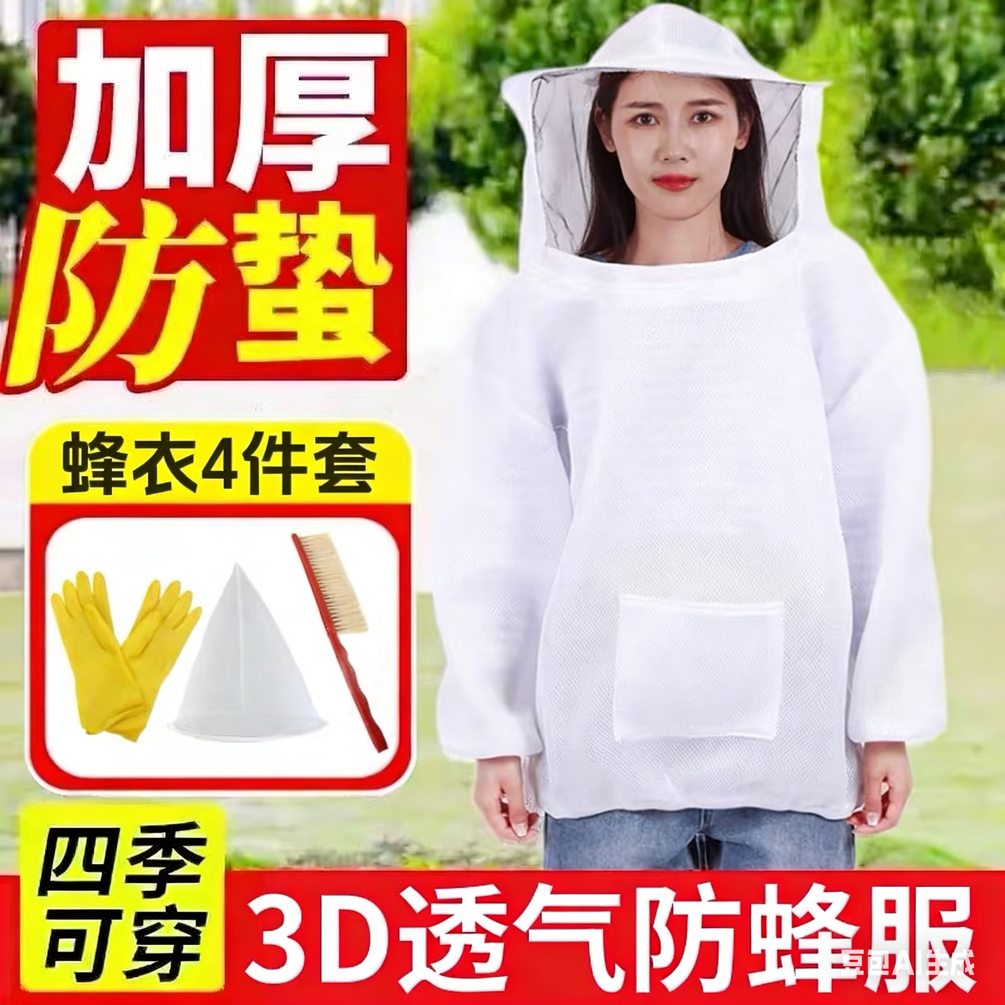 防蜂服半身防蜂衣蜜蜂防护服透气养蜂衣服蜂帽全套专用养蜜蜂工具