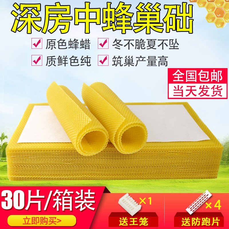 中蜂巢础片深房天然蜂蜡蜂箱养蜂工具蜜蜂巢脾巢基30片巢皮