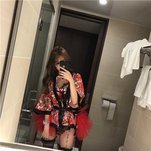 RIRI 日系和服 日本艺妓 红黑系 抹胸 外套 音乐节 蹦迪装 rave装